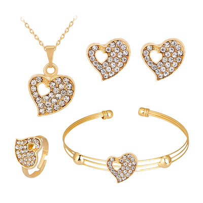 

Exquisite Jewelry Earrings Accessory Bracelet Inlaid Luxury New Necklace earring bracelet ring set Gift Necklace Ring