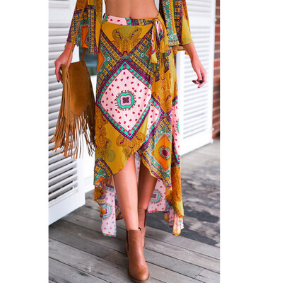

Roseonmyhand Womens Boho High Waist Skirt Summer Casual Beach Maxi Long Dress Floral Skirt