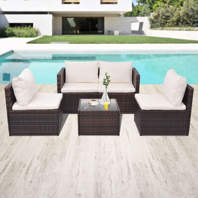 

Garden Sofa Set 13 Pieces Poly Rattan Brown