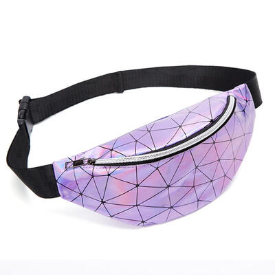 

Geometric Holographic Waist Bags Women Fanny Belt Packs Chest Phone Pouch