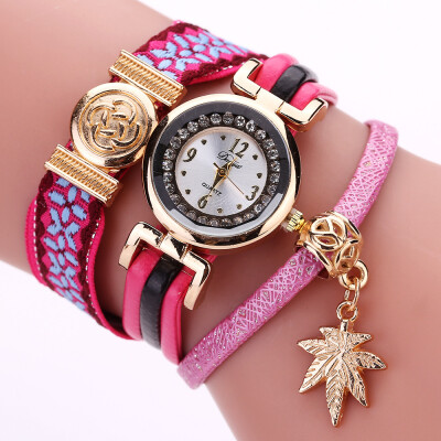 

Womens watch ethnic wind bracelet watch duoya around the circle table hanging leaves