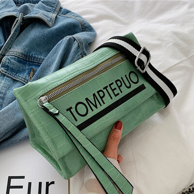 

Internet red model 2019 Korean version 100 single shoulder bag personality letter wide thick belt triangle dumpling bag oblique sa