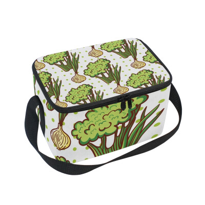 

ALAZA Broccoli And Onion Lunch Box Insulated Lunch Bag Large Cooler Tote Bagfor Men Women