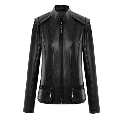 

Autumn Women PU Faux Leather Jacket Gothic Zippers Long Sleeve Slim Coat