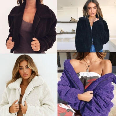 

New Ladies Thick Warm Teddy Bear Pocket Fleece Oversized Jacket Coat Zip Up