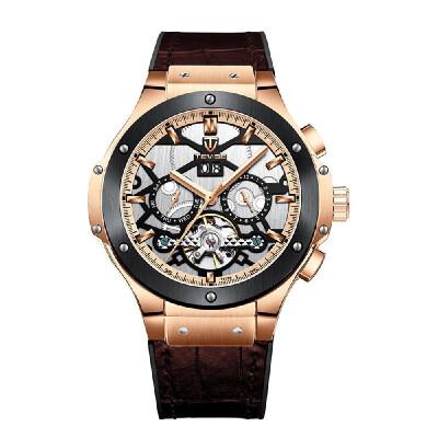 

TEVISE T828B Business Men Automatic Mechanical Watch Week Month Calendar Display Fashion Casual Timer Leather Strap 3ATM Waterproo