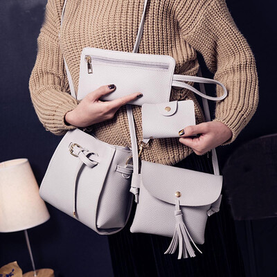 

Tailored Women Four Set Fashion Handbag Shoulder Bag Four Pieces Tote Bag Crossbody Wallt