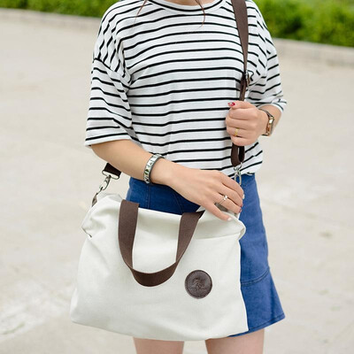 

Women Canvas Crossbody Bag Solid Color Zipper Grab Handles Top Large Capacity Handbag Totes Shoulder Bag