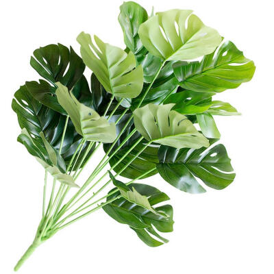 

1 Bouquet Artificial Plastic Monstera Leaf Green Plant Home Hotel Cafe Decor