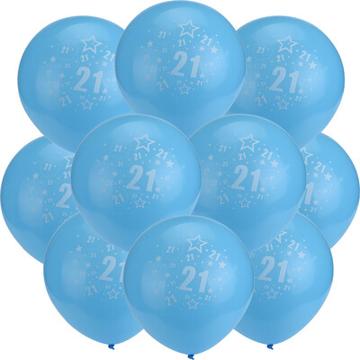 

Toponeto 10Pcs Light Blue And Blue Latex Balloons Age 21 Birthday Anniversary Party Gifts