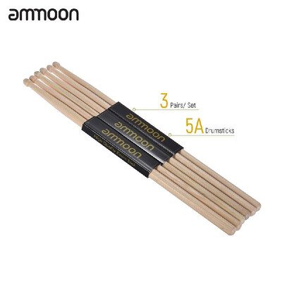 

ammoon 12 Pairs of 7A Wooden Drumsticks Drum Sticks Fraxinus Mandshurica Wood Drum Set Accessories