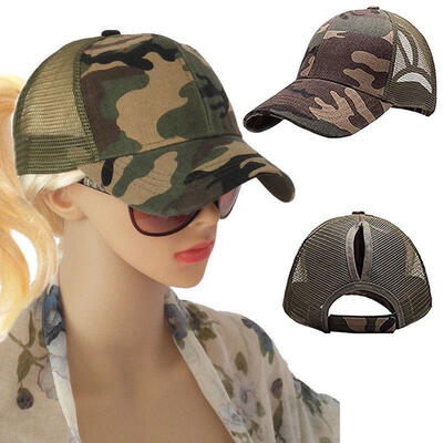 

Ponytail Baseball Cap Bun Ponycap Snapback Summer Mesh Camo Casual Hat