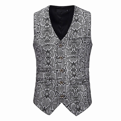 

Toponeto Mens Single-breasted Sleeveless Wedding Business Formal Tops Printing Vest