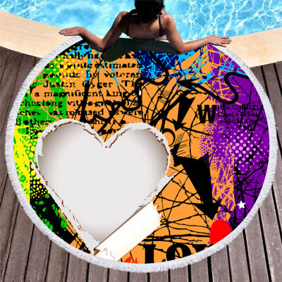 

Toponeto European And American Retro Round Print Quick-Drying Beach Towel