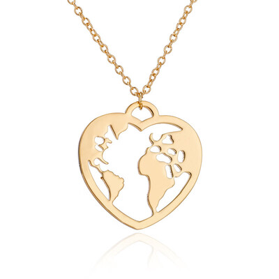 

Rinhoo Hollow Out World Map Pendant Necklace for Women Men Circle Heart Maps Pendants Necklace Outdoor Travel Birthday Day Gift