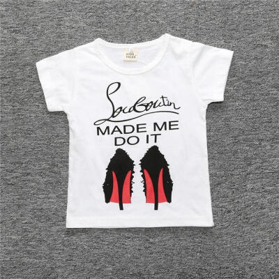 

Summer Baby Kids Girls High-heeled shoes Tops T-Shirt Clothes Short Sleeve Tee 0-3Y