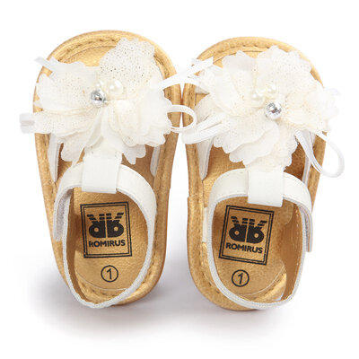 

Summer White Flower Baby Sandals Shoes Skidproof Toddlers Infant Baby Flower Shoes PU Leather Sandals