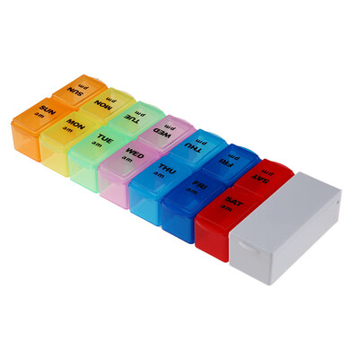 

Detachable Pill Organizer Box Medication Reminder with Splitter Cutter
