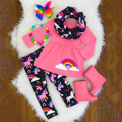 

2PCS Toddler Kids Baby Girl Outfit Clothes Long Sleeve T Shirt Tops Long Pants