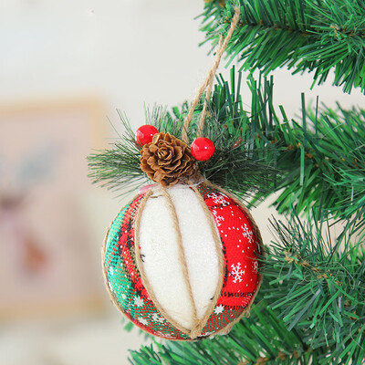 

〖Follure〗Christmas Linen Balls Hanger Baubles Xmas Tree Hanging Ornament Party Decor