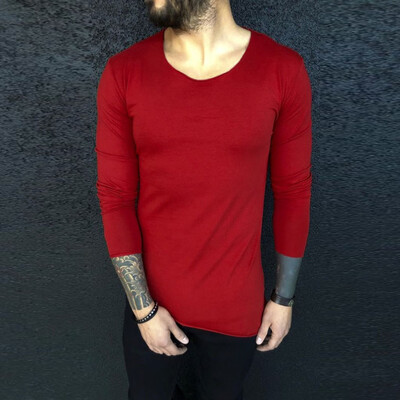 

Toponeto Mens New Style Fashion Sports Pure Long-Sleeved Round-Necked Top Blouse
