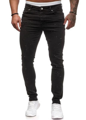 

Mens small leg jeans white dot black jeans new mens pants
