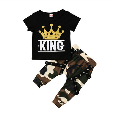 

Newborn Kids Baby Boys Tops T-shirt Camo Pants 2PCS Outfits Set Clothes 0-5Years
