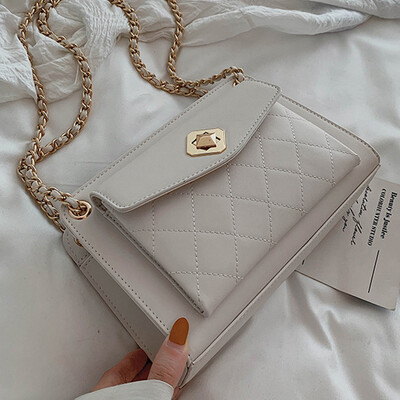 

Bag women slung 2019 new Korean version of texture foreign style shoulder bag Ling lattice chain bag large capacity bag