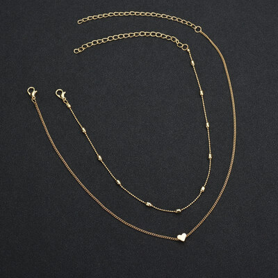 

New Multi Layer Tiny Small Heart Moon Choker Necklace for Women Gold Color Short Chain Pendant Collar Necklace Jewelry Gift