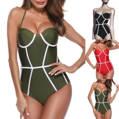 

Womens One-Piece Swimsuit Bandage Bikini Push-up Padded Bra Bathing Swimwear