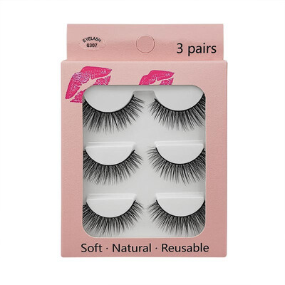

Natural Dense Slender Handmade Reusable Fake Eye Lashes long makeup eyelash extension 3 Pairs 3D Imitation Mink False Eyelashes