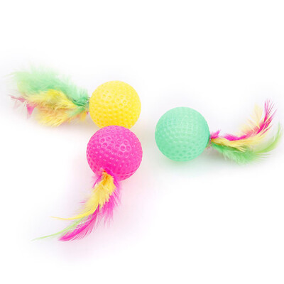 

4Pcs Pet Toy Latex Balls Colorful Chew For Dogs Cats Puppy Kitten Soft Feather Plastic Ball