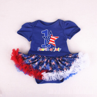 

Newborn Infant Baby Kids Stars Striped 4th Of July Romper Tulle Dress Outfits