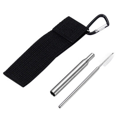 

Portable Stainless Steel Telescopic Drinking Straw For Travel Reusable Collapsible Metal Drinking Straw With Bag And Brush Set x