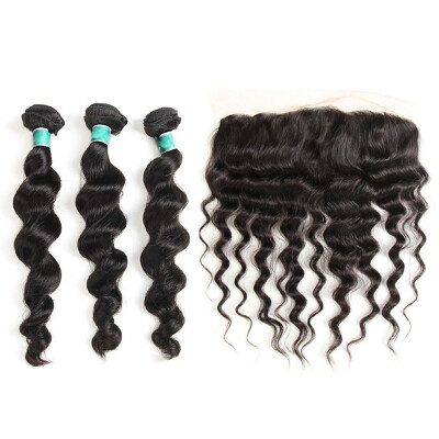 

Amazing Star Brazilian Loose Wave with Frontal Virgin Human Hair Bundles with Frontal with Baby Hair Free Part