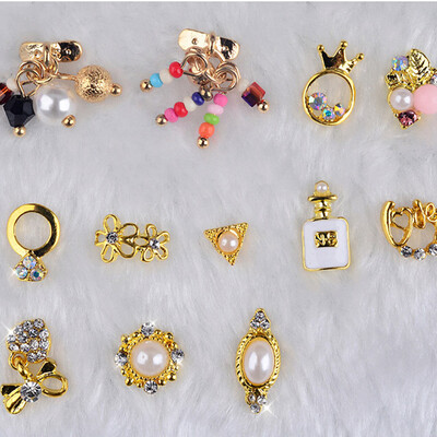 

Toponeto 3D Nail Art DIY Gold Flower Ring Decoration Alloy Pearl Jewelry Wheel
