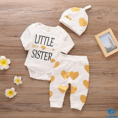 

3PCS Newborn Infant Baby Girls Outfit Clothes Romper Jumpsuit BodysuitPants Set
