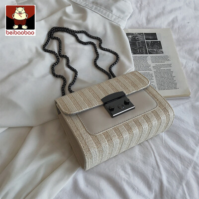 

On the new small bag girl 2019 new fashion chain single shoulder bag foreign air leisure straw woven oblique satchel bag