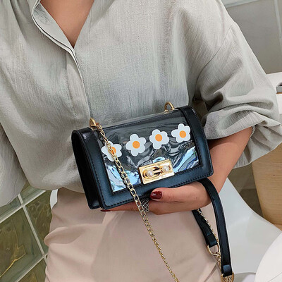 

Female bag 2019 new fashion flower chain bag summer small fresh messenger bag wild ins net red small square bag