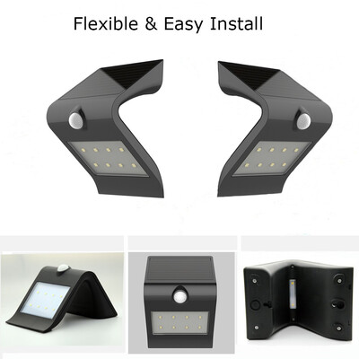 

MAYSAK Solar Light Outdoor Easy to Install Safety Light V-shaped PIR Motion Sensor Night Light Garden Access Fence Porch Patio
