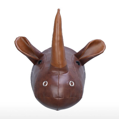 

Tooarts Rhino Head Wall Hanging Cartoon Animal Head Wall Decor Room Decoration Microfiber Leather Material Childlike Ornament Cul