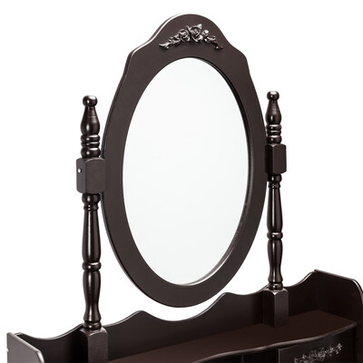 

4-Drawer Modern Concise 360-Degree Rotation Removable Mirror Dresser Brown