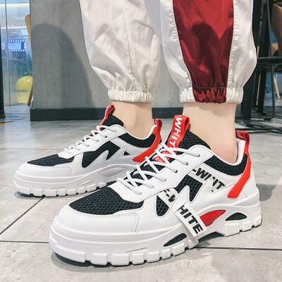 

2019 new summer mens shoes white sports casual running wild white shoes breathable mens mesh old tidal shoes