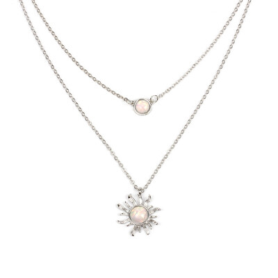 

HHYDE Sun Flower Pendant Necklace Charm Multilayer Gold Silver Elegant Necklace Jewelry For Women Girls Wedding Party Gift