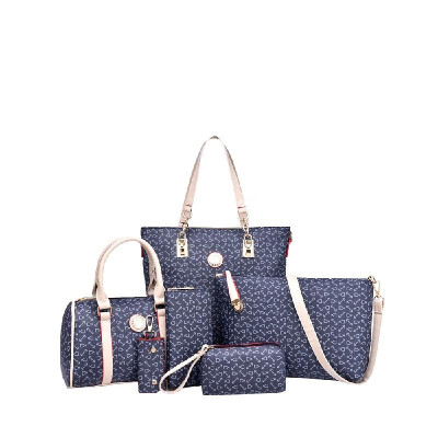 

6pcs Fish Bone Pattern Womens Shoulder Bags Totes Handbags Leather Design Clutch Wallet Key Bag Bags Kit