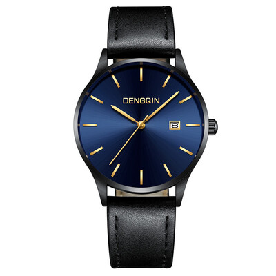 

Gobestart Mens Casua Stainless Steel Case Leather Band Quartz Analog Date Wrist Watch