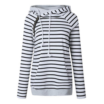

Women Stripe Hoodie Sweatshirt Long Sleeve Casual Pullover Tops with Pocket