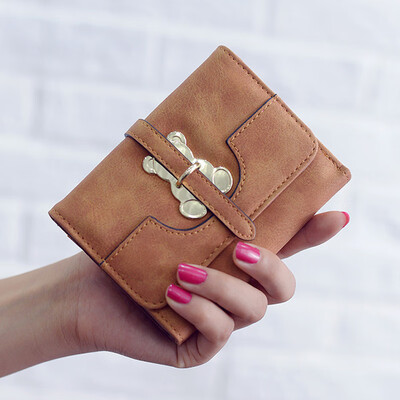 

2019 new womens short wallet cute little bear three folding bag card long wallet