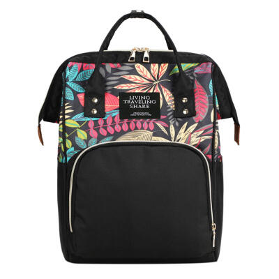 

Big Mummy Maternity Travel Backpacks Plant Print Baby Diaper Shoulder Bags