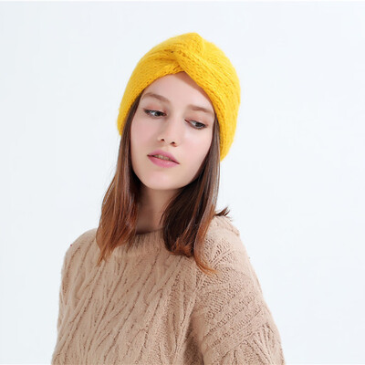 

Tailored Fashion Women Overlapping Woolen Hat Knitted Hat Solid Head Scarf Wrap Hat Cap